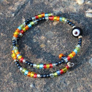 [5/$25] Colorful Evil Glass Eye Wire Wrap Bracelet